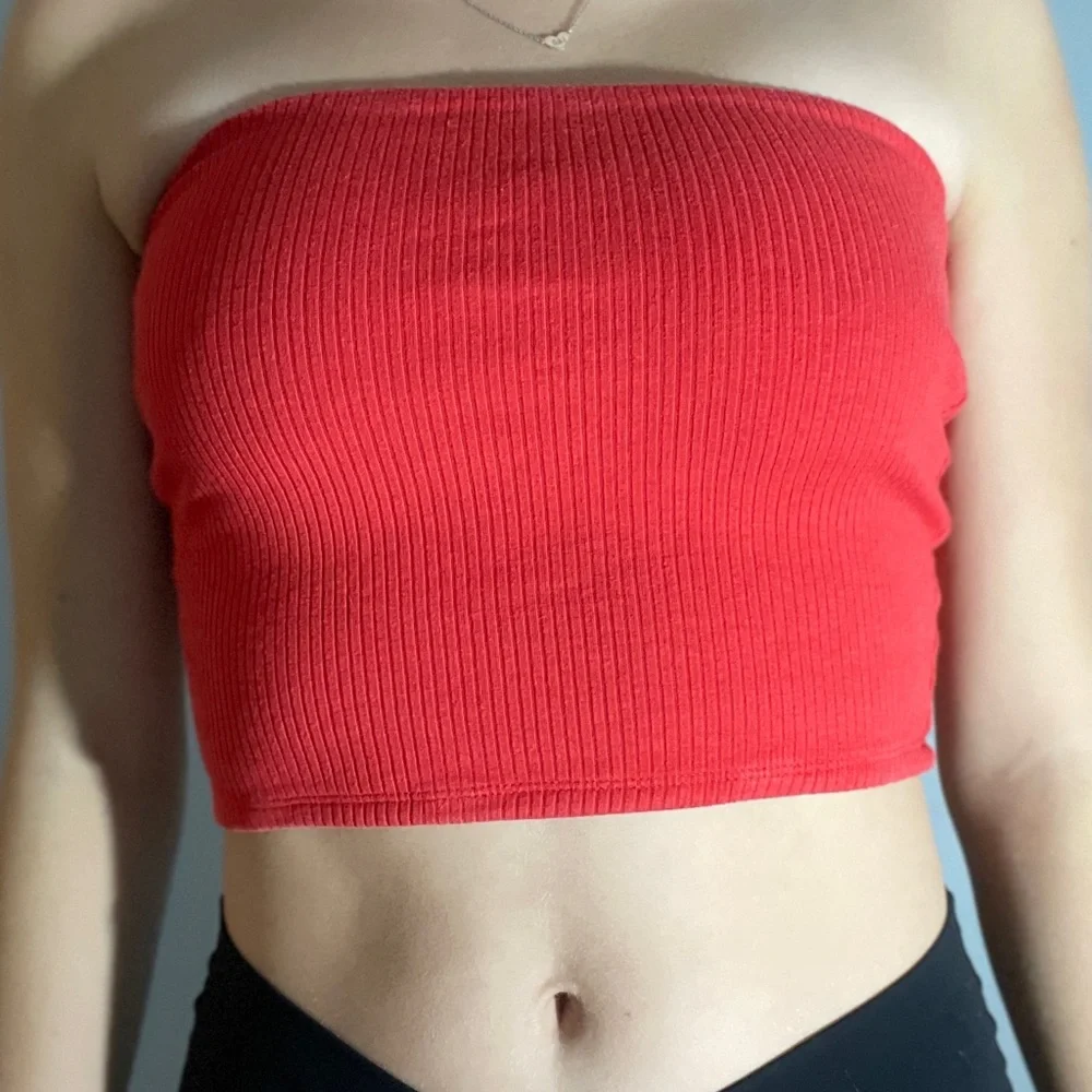 Red Ribbed Tube Top - Picture 1 of 1